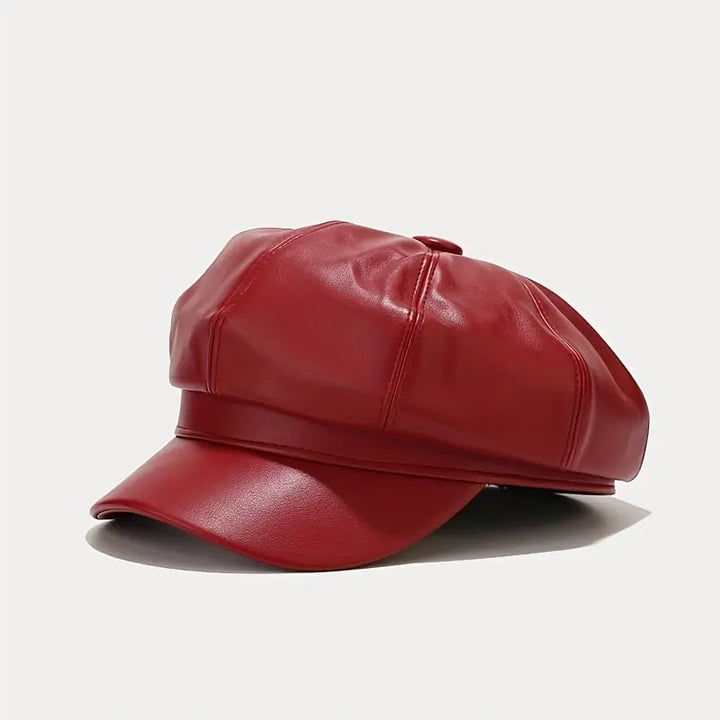 Vintage Noir Faux Leather Cap