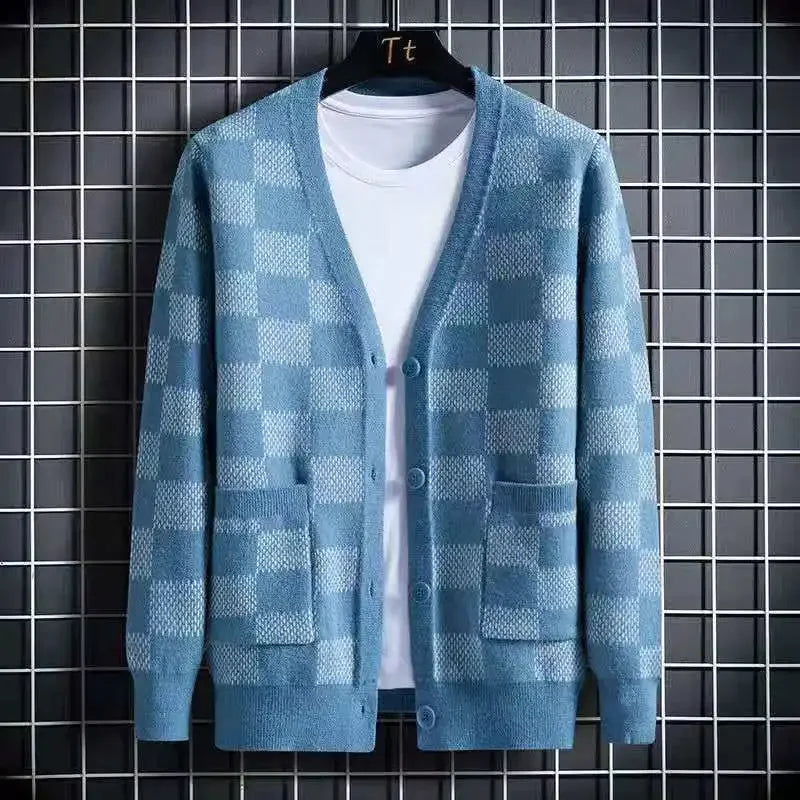 Classic Grid Pattern Cardigan