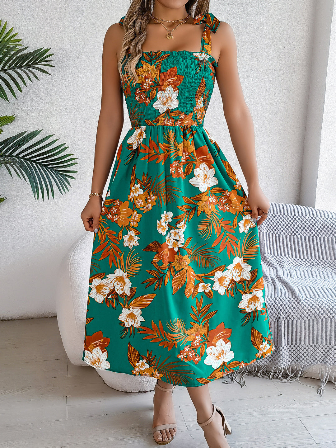 Savina Floral Drape Dress
