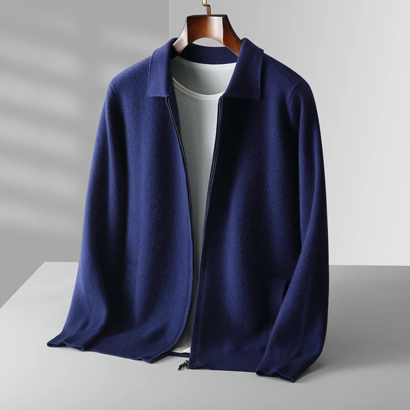 Men's Wool Zip-Up Cardigan