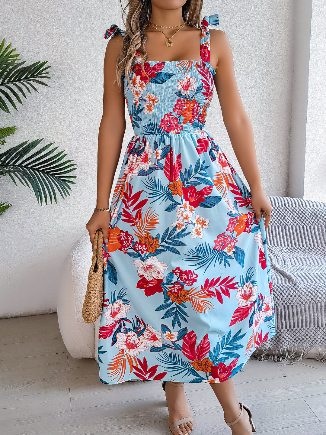 Savina Floral Drape Dress