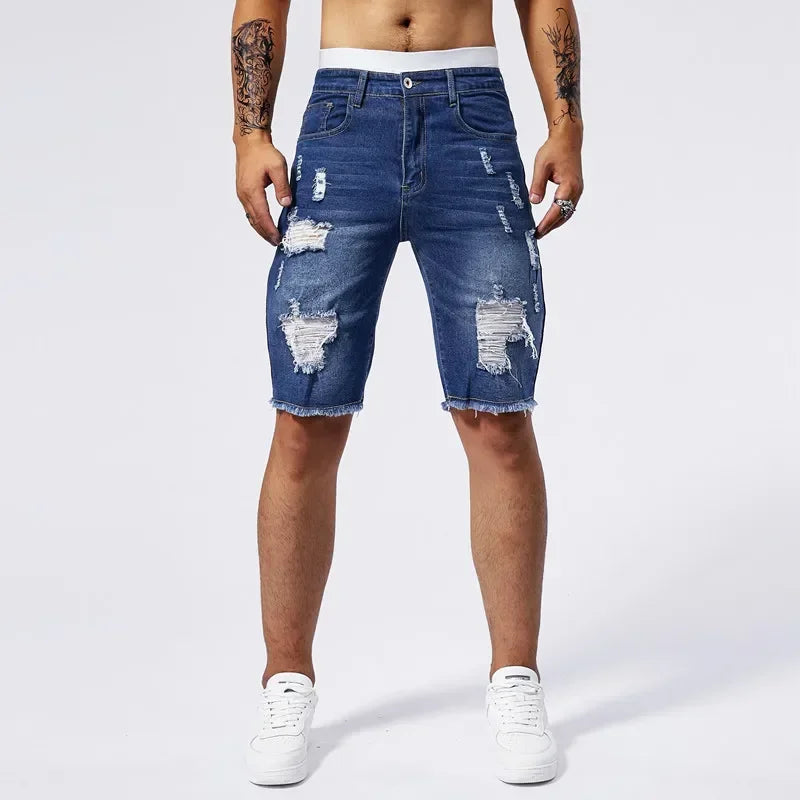 Chronos Ripped Jean Shorts