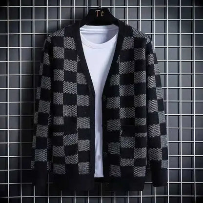 Classic Grid Pattern Cardigan