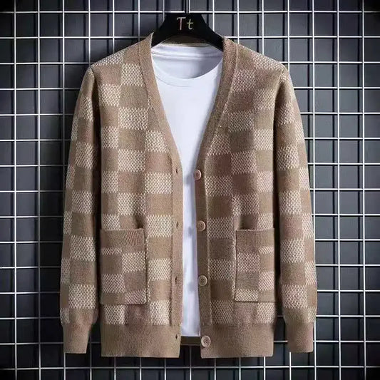 Classic Grid Pattern Cardigan