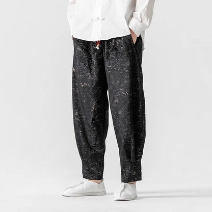 Marbled Silk Velvet Pants