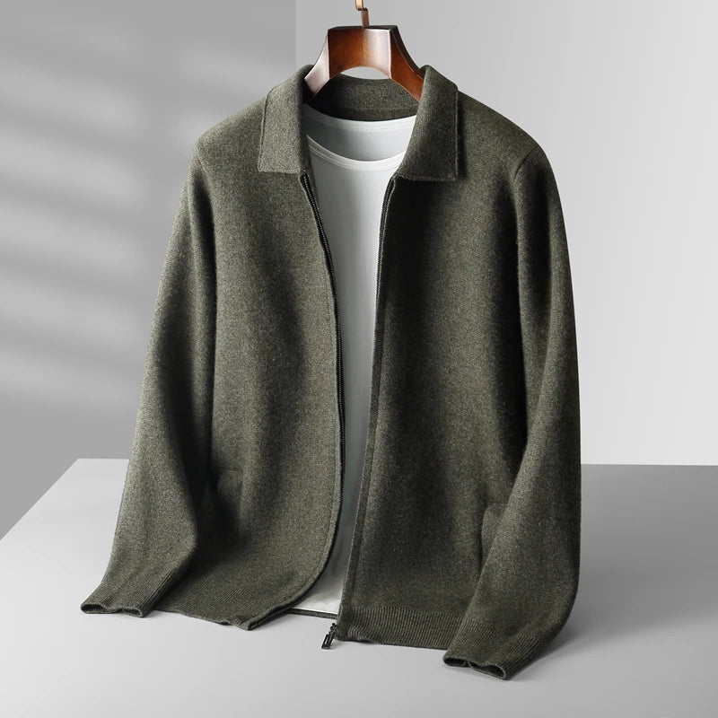 Men's Wool Zip-Up Cardigan