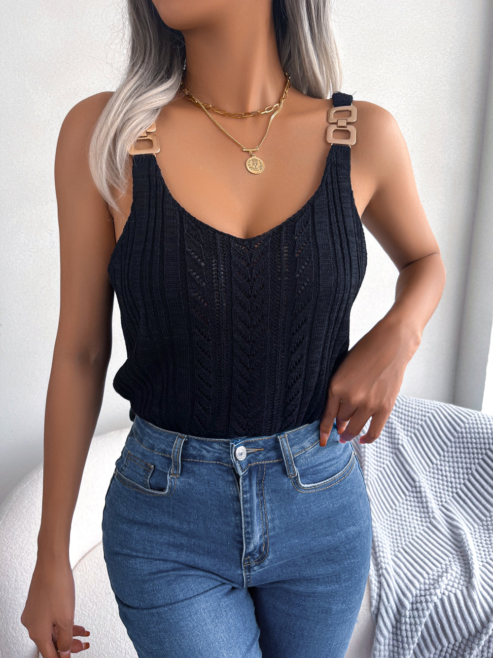 Valetta Buckle Knit Top