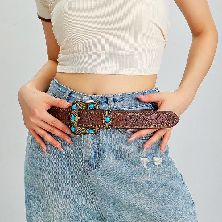 Chioma Embossed Leather Belt