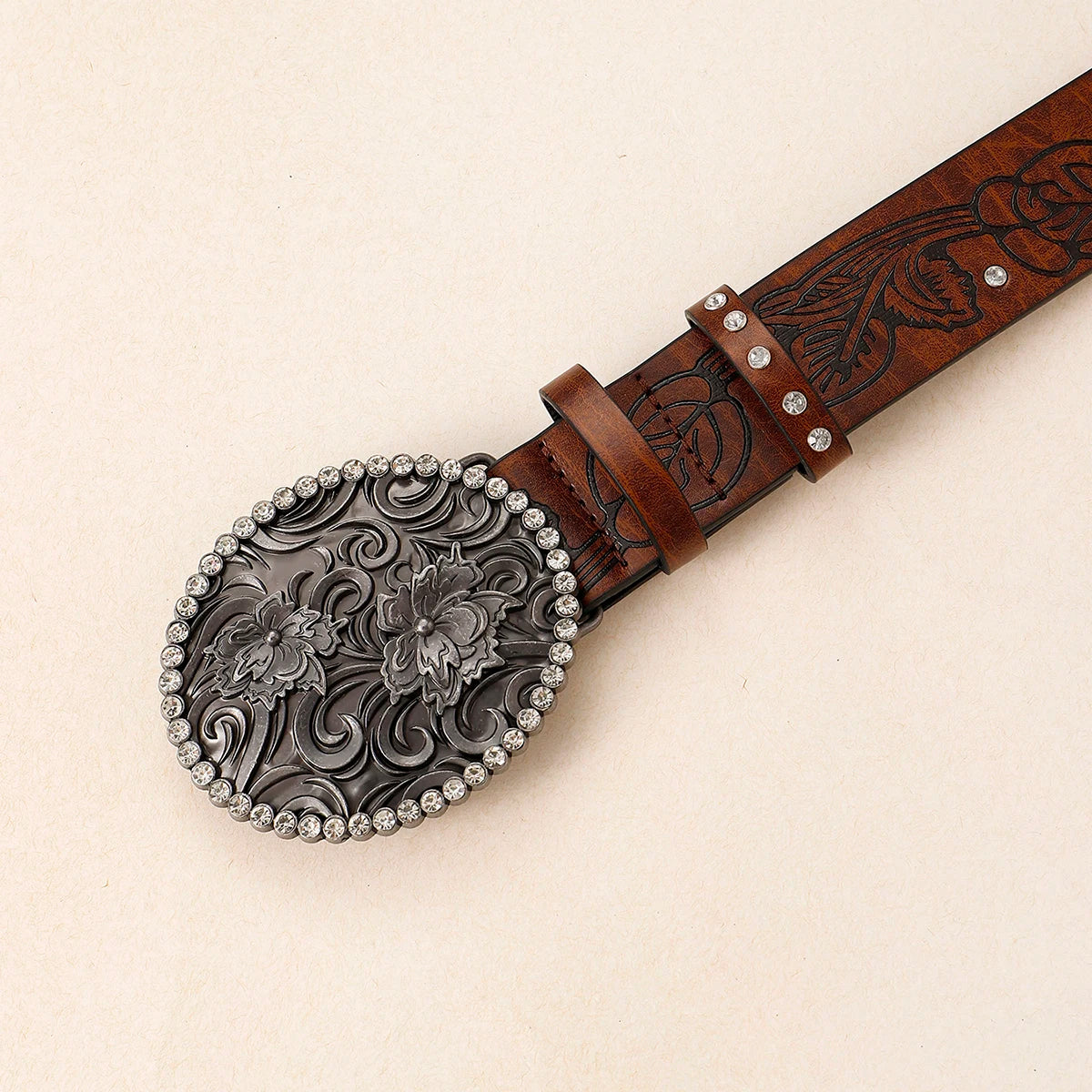 Chioma Embossed Leather Belt