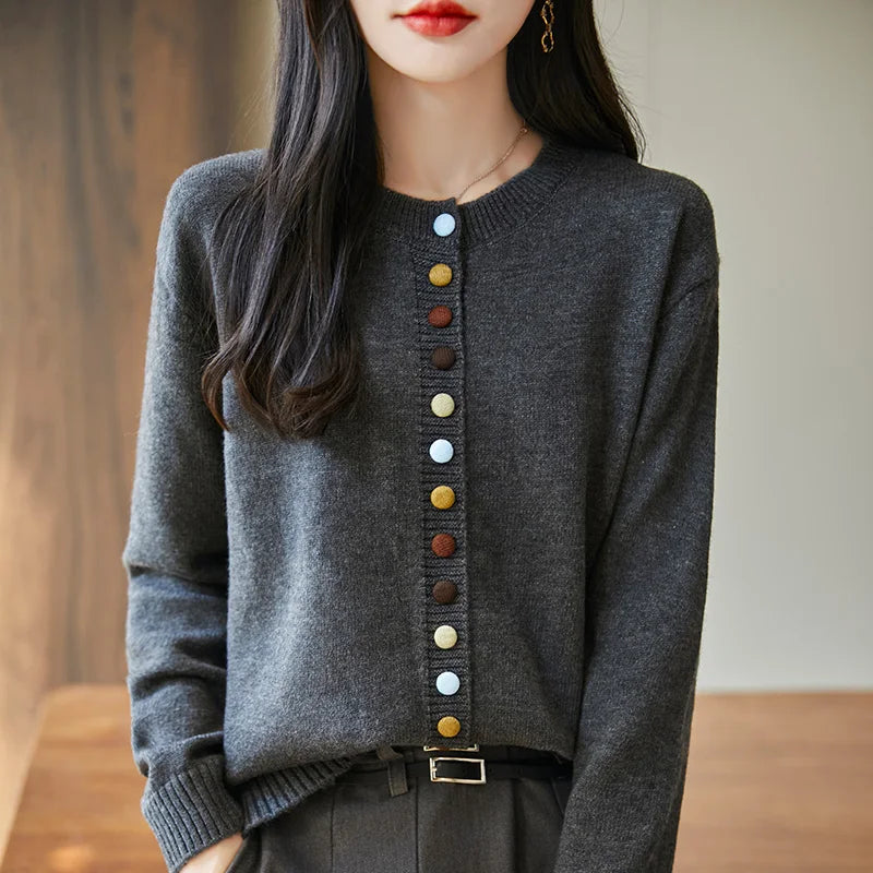 Button Ridge Wool Cardigan
