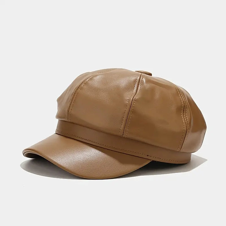 Vintage Noir Faux Leather Cap