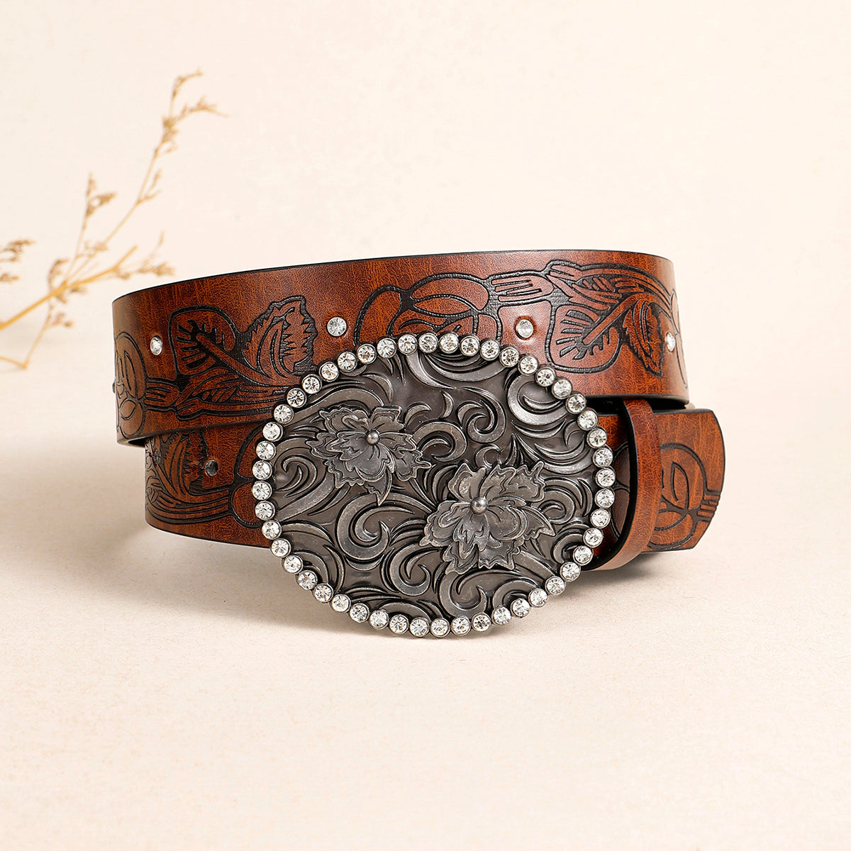 Chioma Embossed Leather Belt